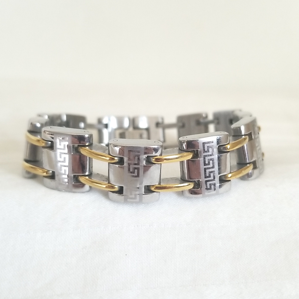 Silver Gold Link Stainless Steel Bracelet